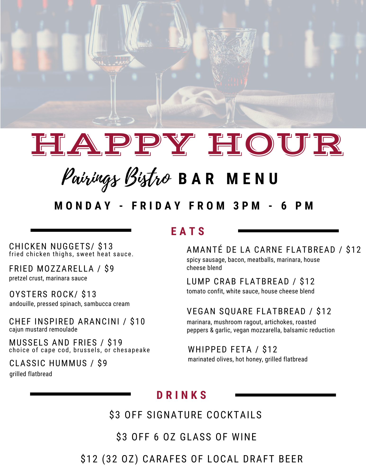 Menus | Pairings Bistro